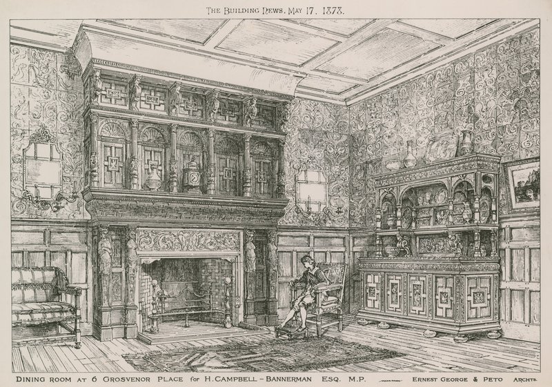 Spisesal på 6 Grosvenor Place for H Campbell-Bannerman, MP av English School