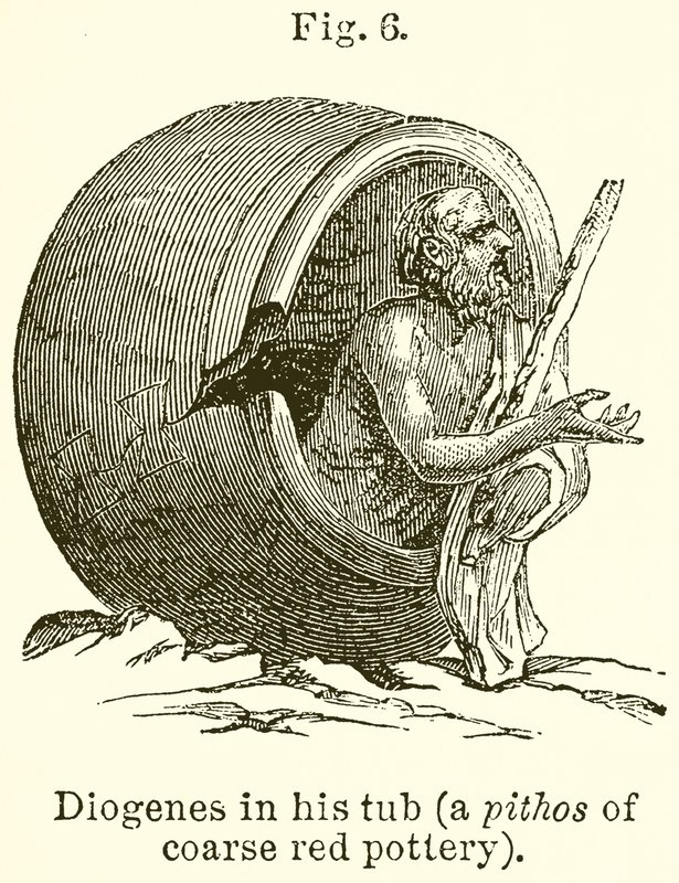 Diogenes in his tub (A Pithos of Coarse Red Pottery) av English School