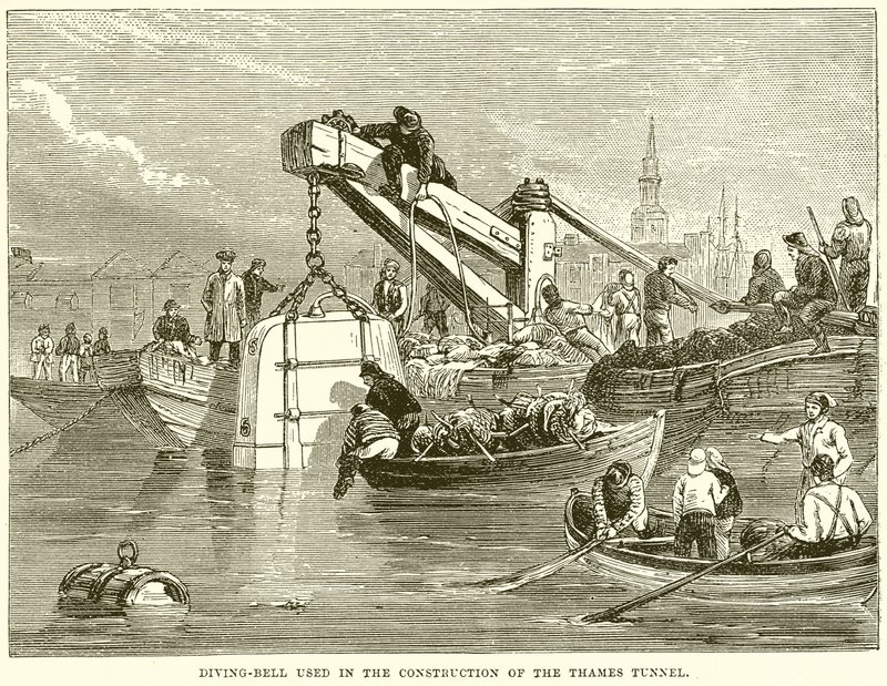 Diving-Bell brukt i konstruksjonen av Thames Tunnel av English School
