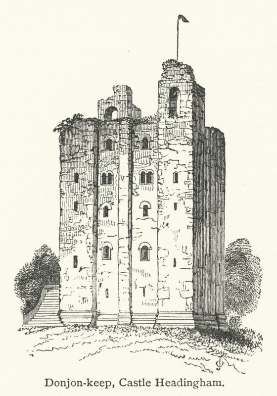 Donjon-keep, Castle Headingham (gravering) av English School