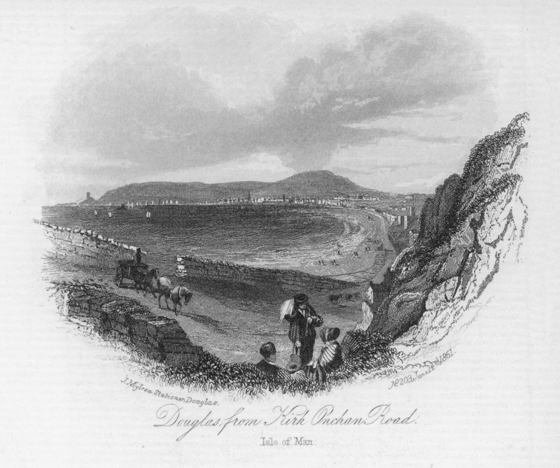 Douglas, fra Kirk Onchan Road, Isle of Man (gravering) av English School