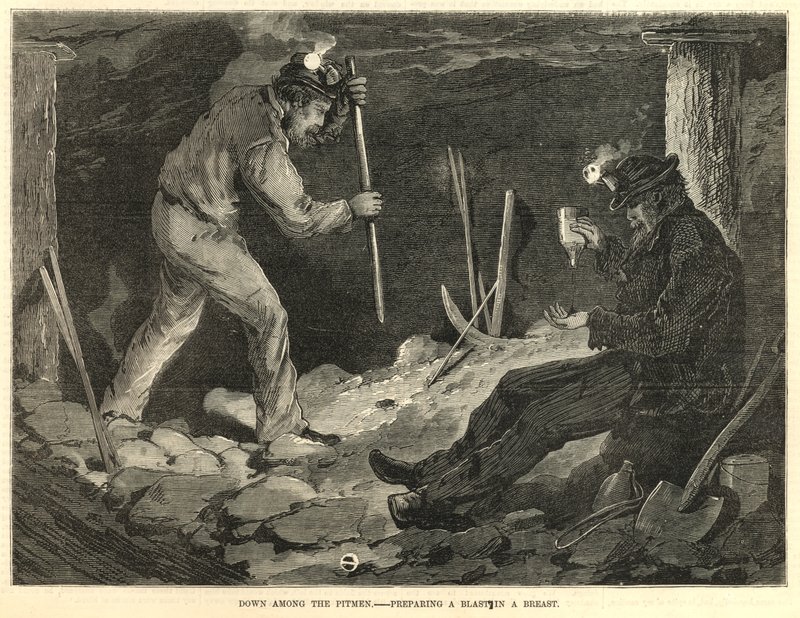 Nede blant pitmen - forbereder en eksplosjon i et bryst av English School