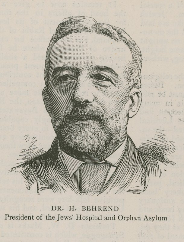 Dr H Behrend, president for Jews Hospital og Orphan Asylum av English School