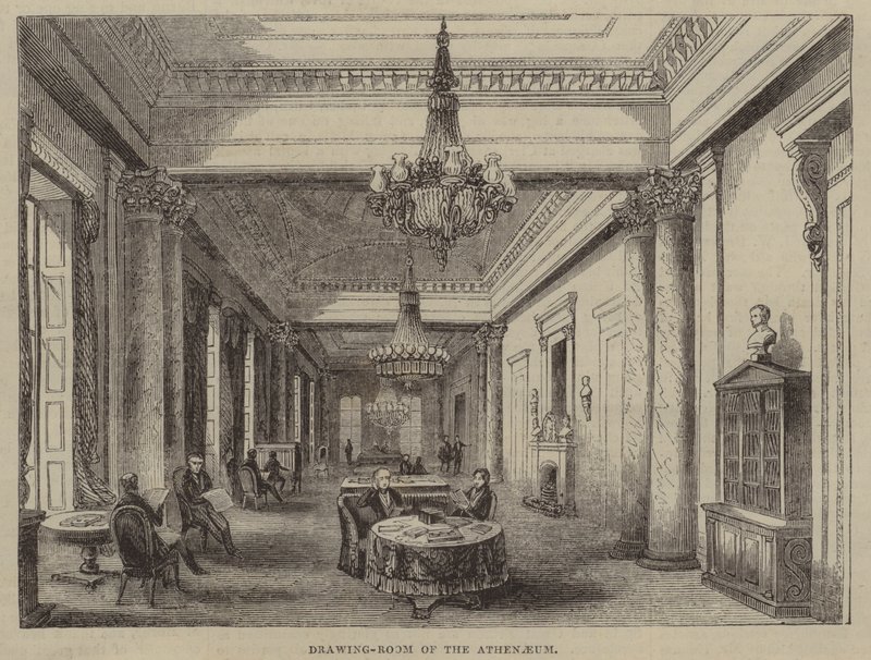 Salong på Athenaeum Club, London (gravering) av English School