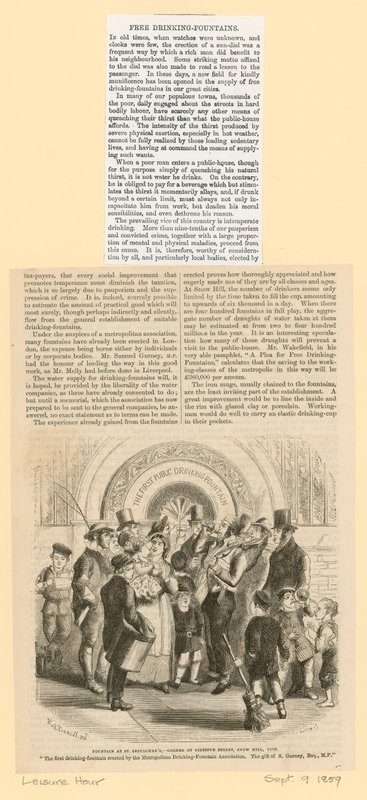 Drikkefontenen, ved siden av St Sepulchres-kirken, Snow Hill av English School