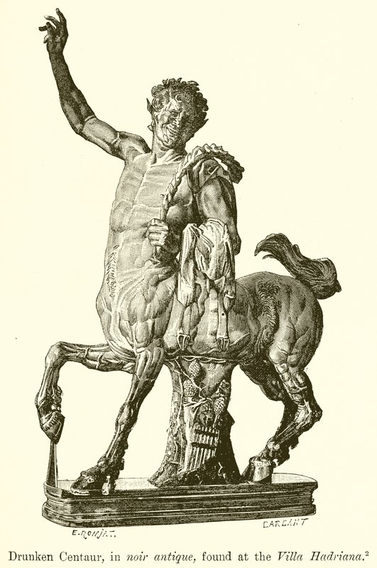 Drunken Centaur, i Noir Antique, funnet på Villa Hadriana av English School