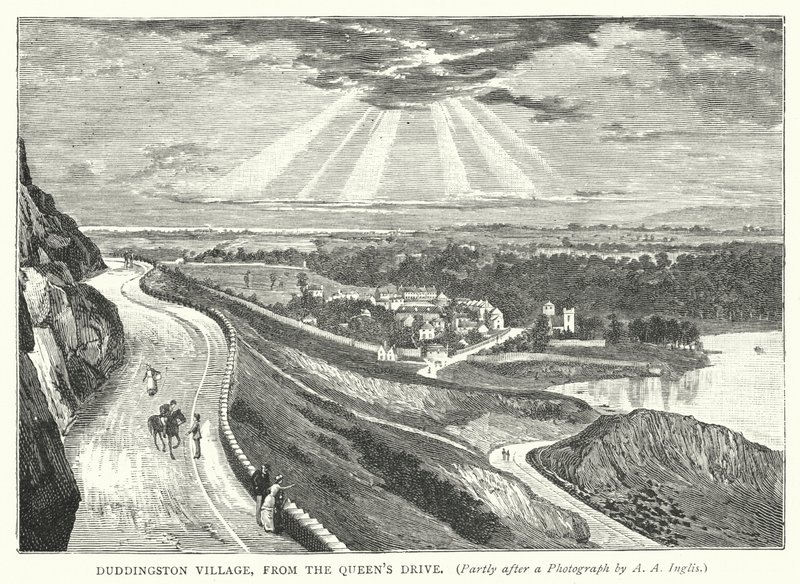 Duddingston Village, fra Queen's Drive (gravering) av English School