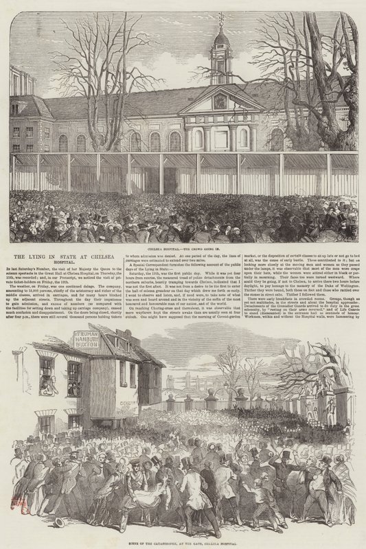 Duke of Wellington ligger i staten på Chelsea Hospital (gravering) av English School