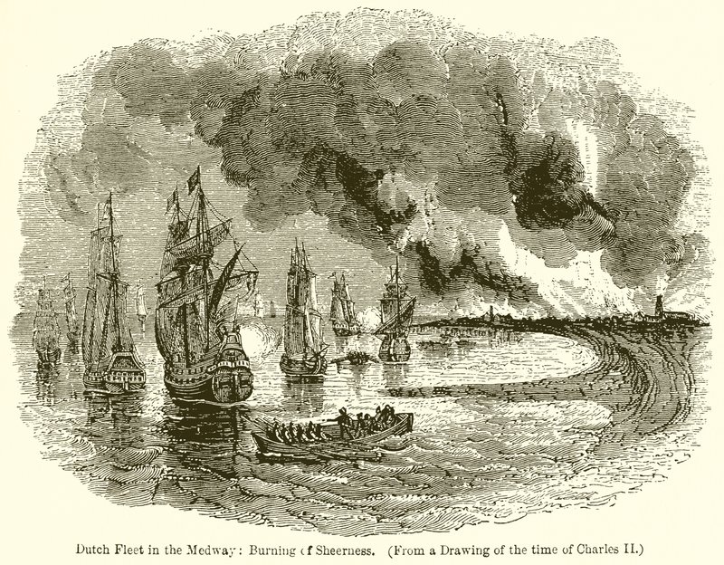 Dutch Fleet in the Medway: Burning of Sheerness av English School