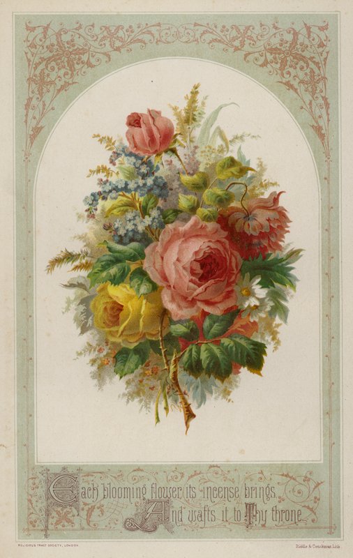 Hver blomstrende blomst bringer dens røkelse og fører den til tronen din (farge litho) av English School