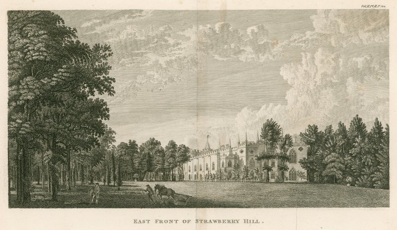 Øst foran Strawberry Hill, Twickenham, London av English School