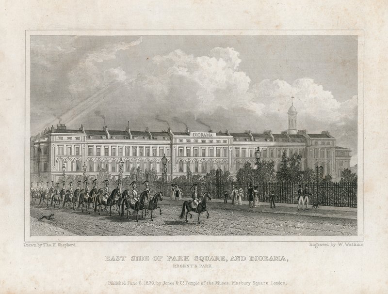 Østsiden av Park Square, og Diorama, Regents Park av English School