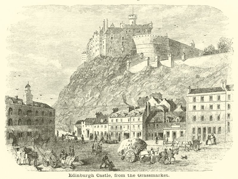 Edinburgh Castle, fra Grassmarket av English School