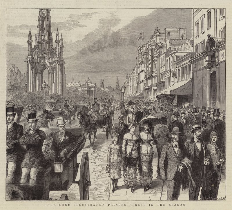 Edinburgh Illustrated, Princes Street in the Season (gravering) av English School