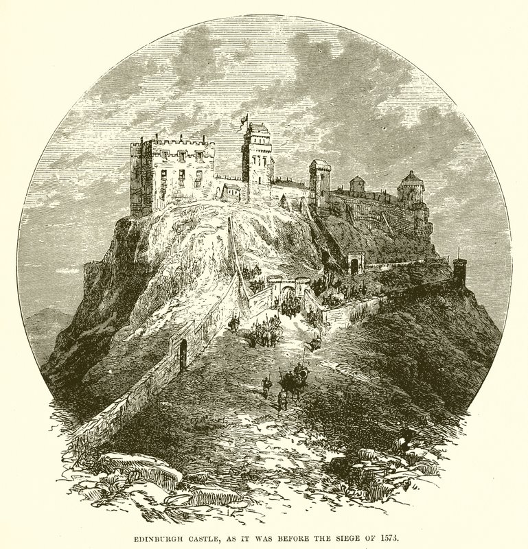 Edinburgh-slottet, slik det var før beleiringen i 1573 av English School