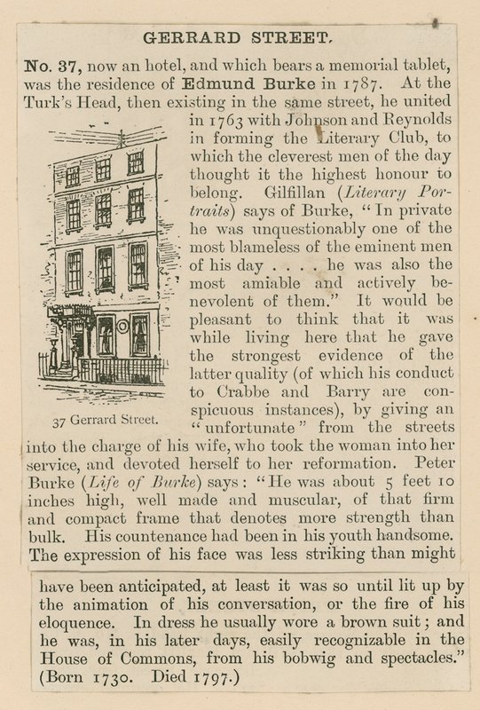 Edmund Burke og 37 Gerrard Street av English School