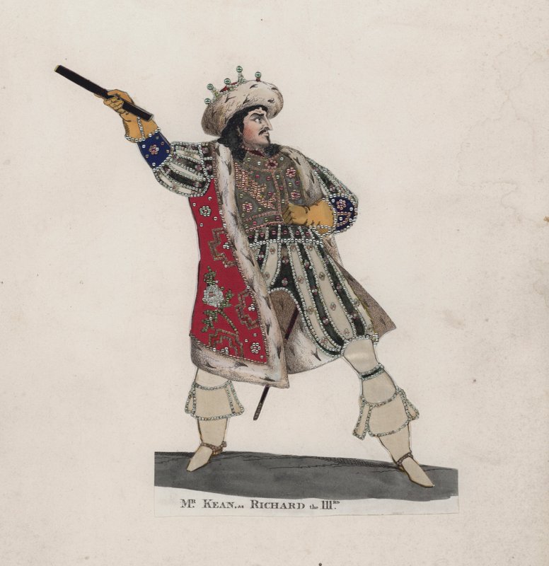 Edmund Kean som kong Richard III (farget gravering) av English School