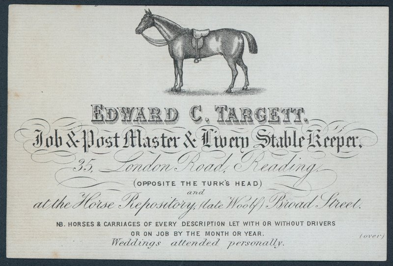 Edward C Targett, jobb- og postmester og livstallvakt, handelskort av English School