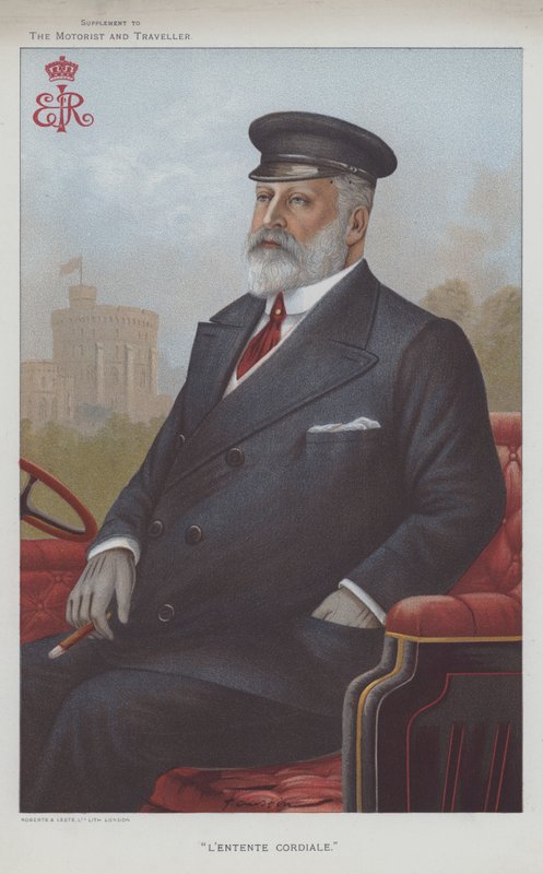 Edward VII, konge av Storbritannia (farge litho) av English School