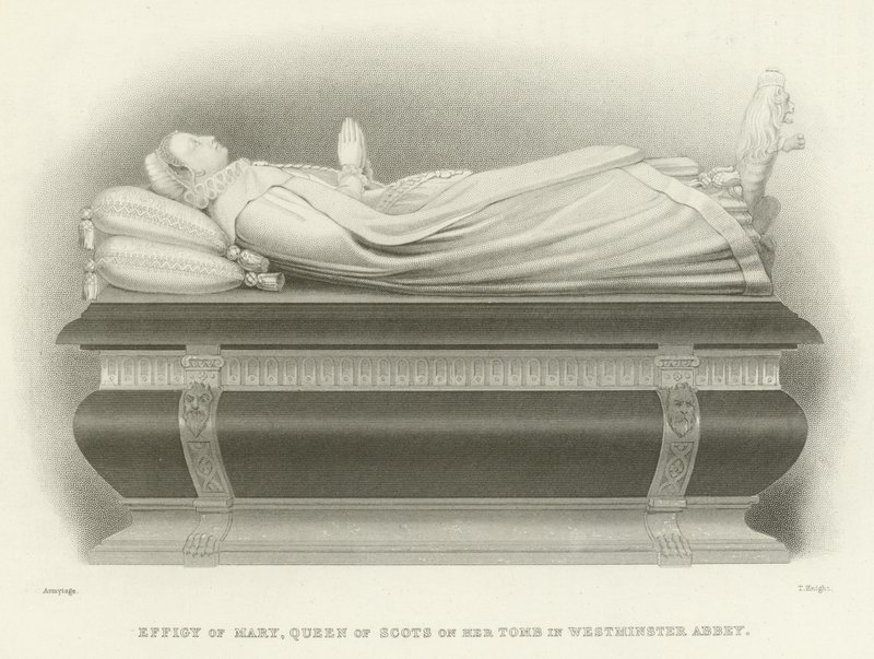 Bildet av Mary, Queen of Scots på graven hennes i Westminster Abbey av English School