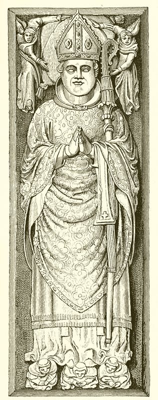 Bilde av William av Wykeham på graven hans i Winchester Cathedral av English School
