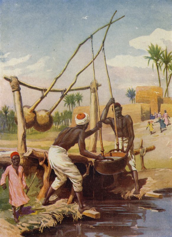 Egyptisk vannbrønn (farge litho) av English School