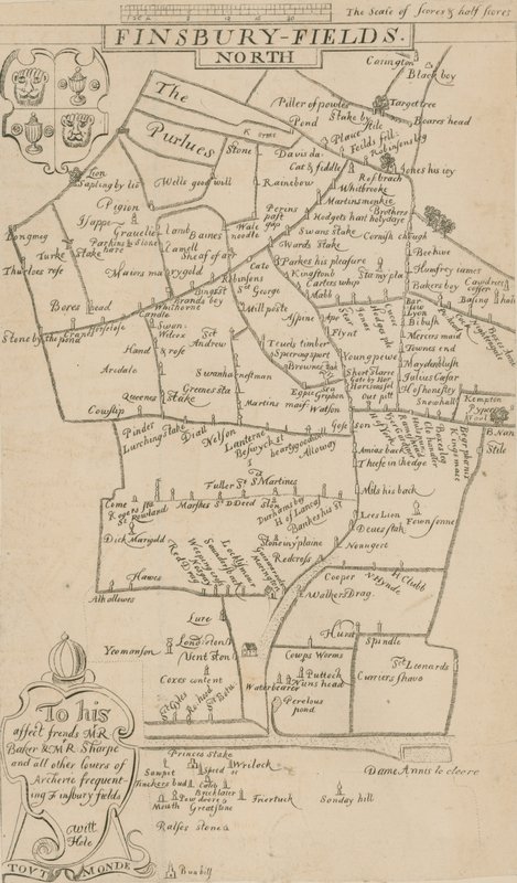 Utarbeidelse av et bueskytingskart fra 1594 av English School