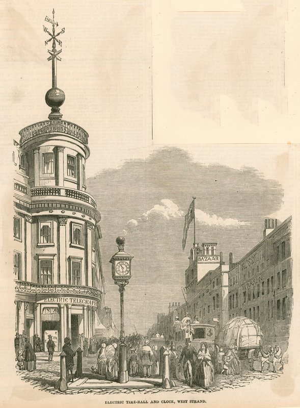 Elektrisk tidball og klokke, West Strand, London av English School