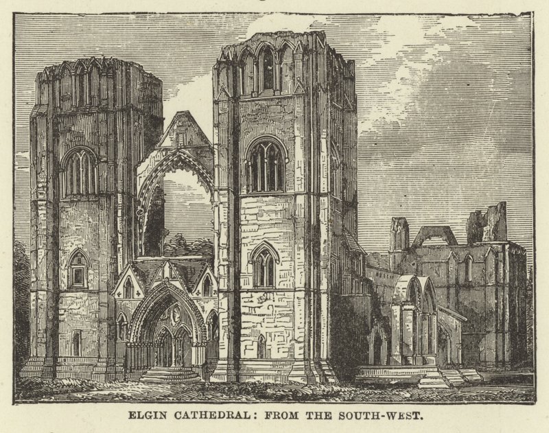 Elgin Cathedral, fra sørvest av English School