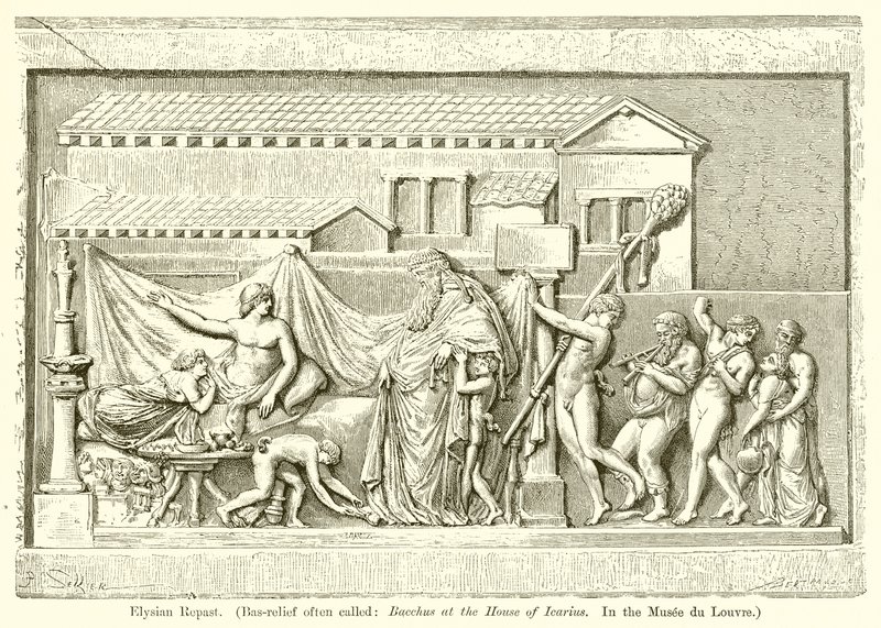 Elysian Repast. (Bas-relieff ofte kalt: Bacchus ved huset til Icarius. I Louvre-museet) av English School
