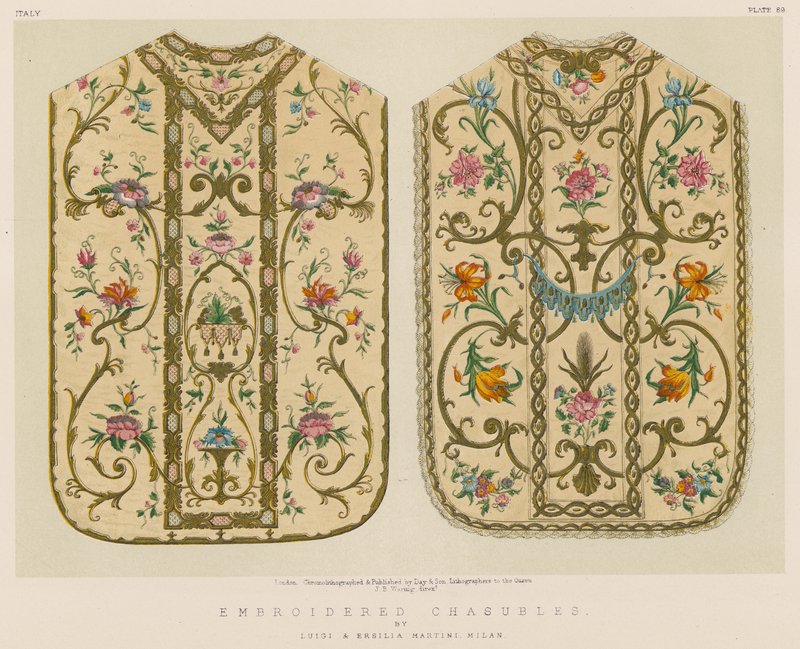 Broderte chasubler av Luigi og Ersilia Martini, Milano av English School