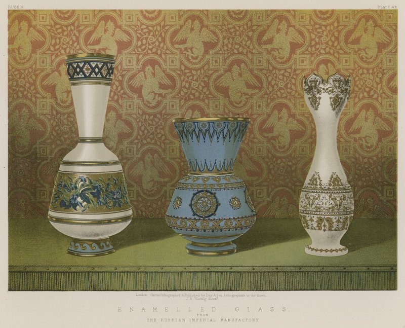 Emaljert glass fra The Russian Imperial Manufactory av English School