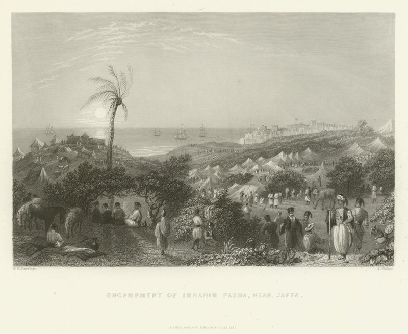 Leir av Ibrahim Pasha, nær Jaffa, 1837 av English School