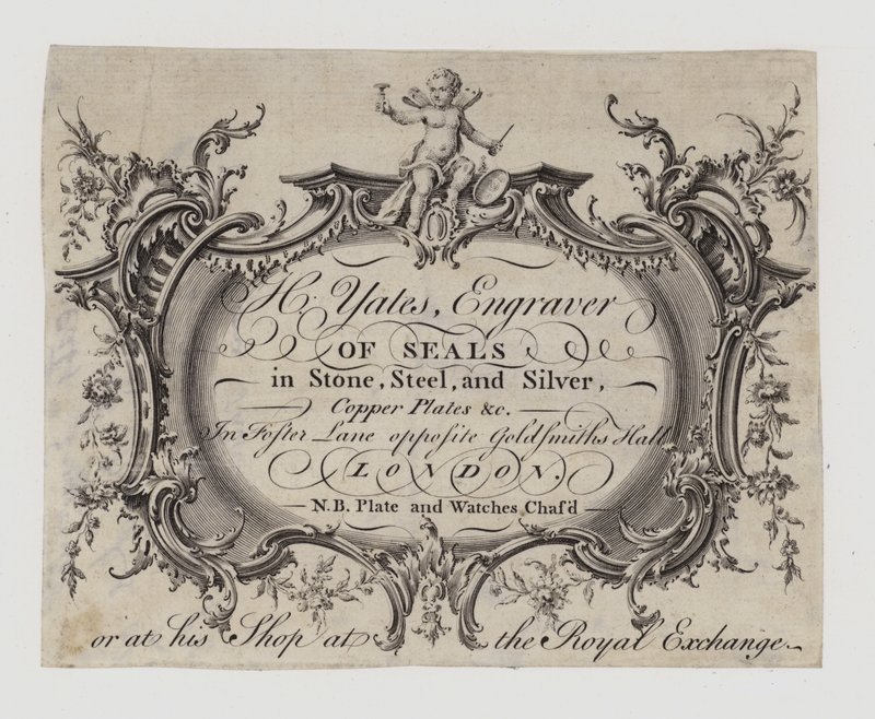 Engravers of Seals, H Yates, handelskort av English School