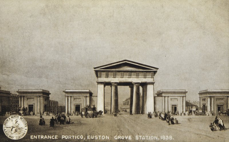 Inngangsportiko, Euston Grove Station, 1838 av English School