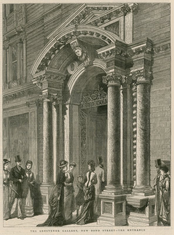 Inngangen til Grosvenor Gallery, New Bond Street, London av English School