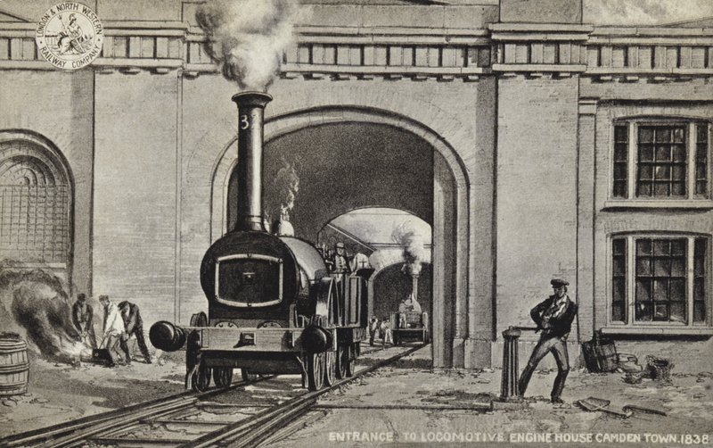 Inngang til Locomotive Engine House Camden Town, 1838 av English School
