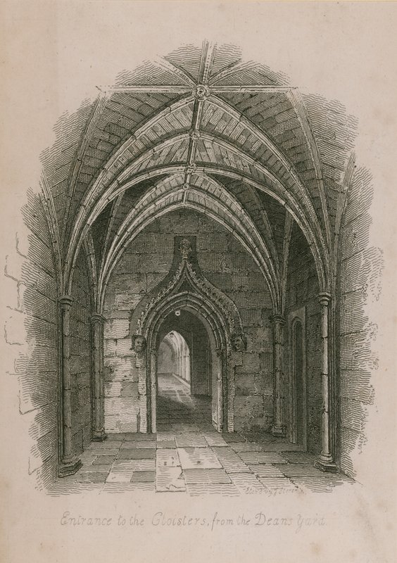 Inngang til Cloisters fra Deans Yard, Westminster Abbey, London av English School