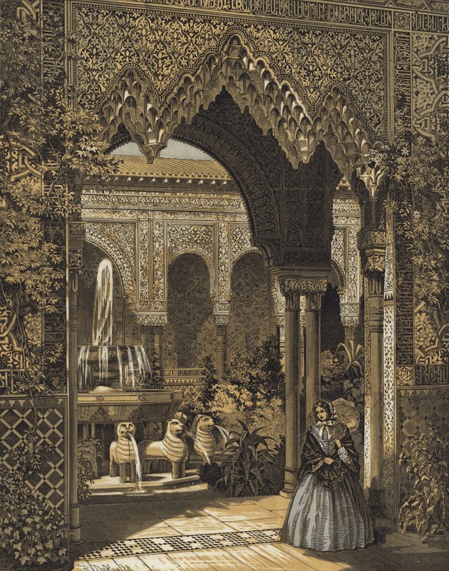 Inngang til Court of Lions, Alhambra Court, Crystal Palace, Sydenham, London av English School