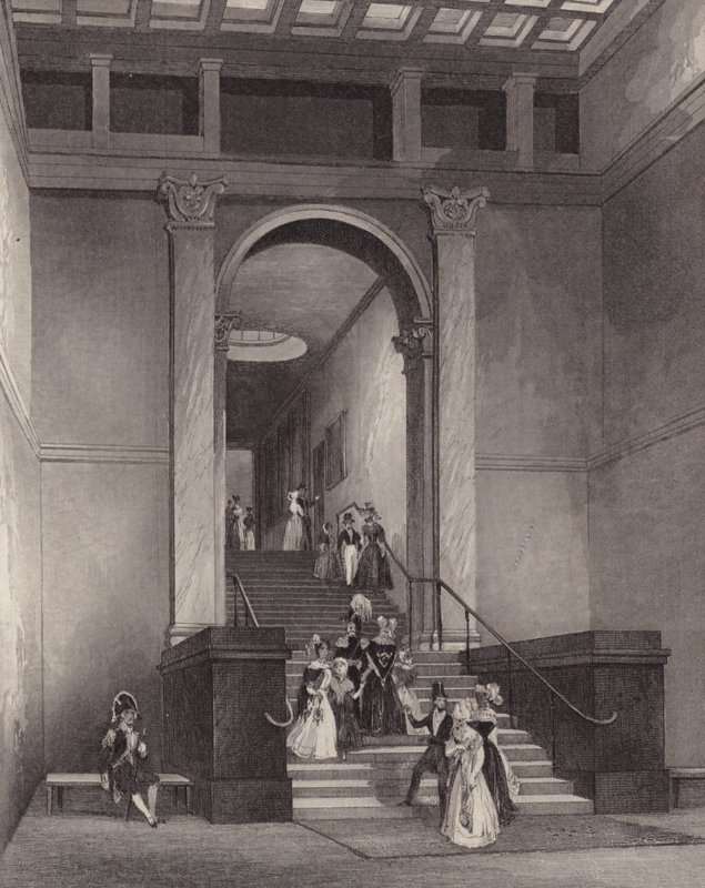 Inngang til National Gallery, London (gravering) av English School