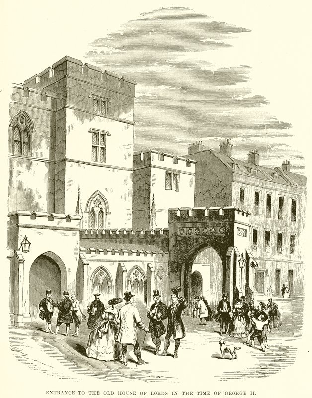 Inngang til Old House of Lords på George IIs tid av English School