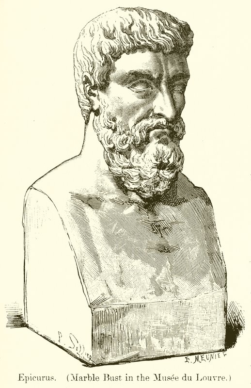 Epikur. (Marmorbyste i Louvre-museet) (gravering) av English School
