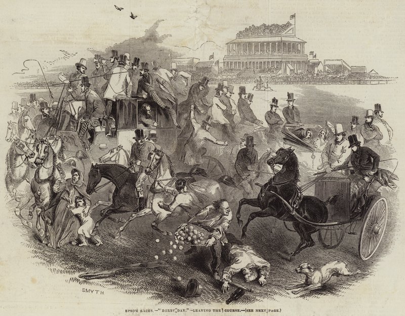 Epsom Races, "Derby Day", forlater banen (gravering) av English School