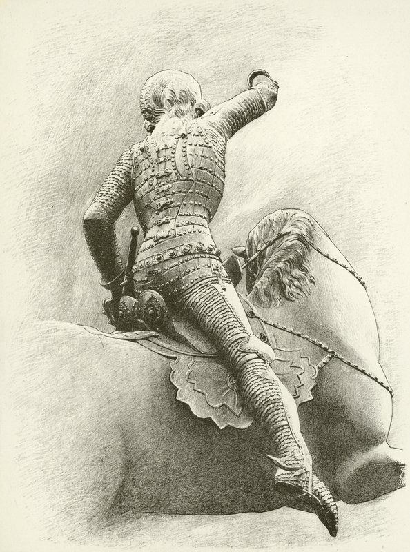 Rytterfigur i Praha, Böhmen (gravyr) av English School