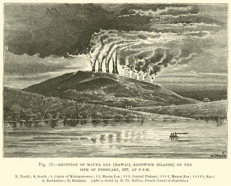 Utbruddet av Mauna Loa (Hawaii, Sandwichøyene) 14. februar 1877, kl. 21.00 av English School
