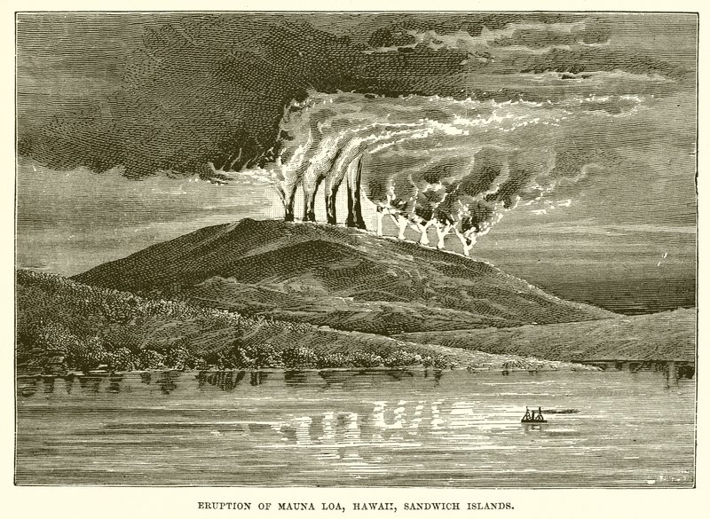 Eruption of Mauna Loa, Hawaii, Sandwich Islands av English School