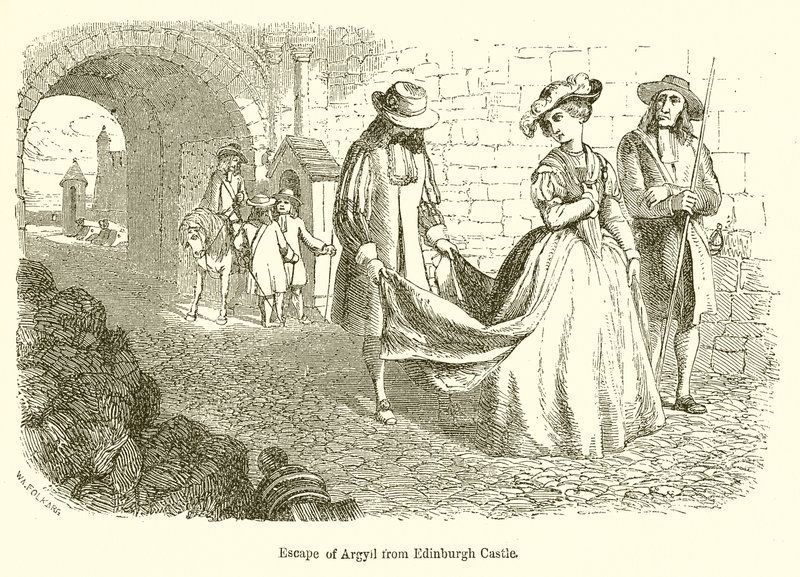 Escape of Argyll fra Edinburgh Castle av English School
