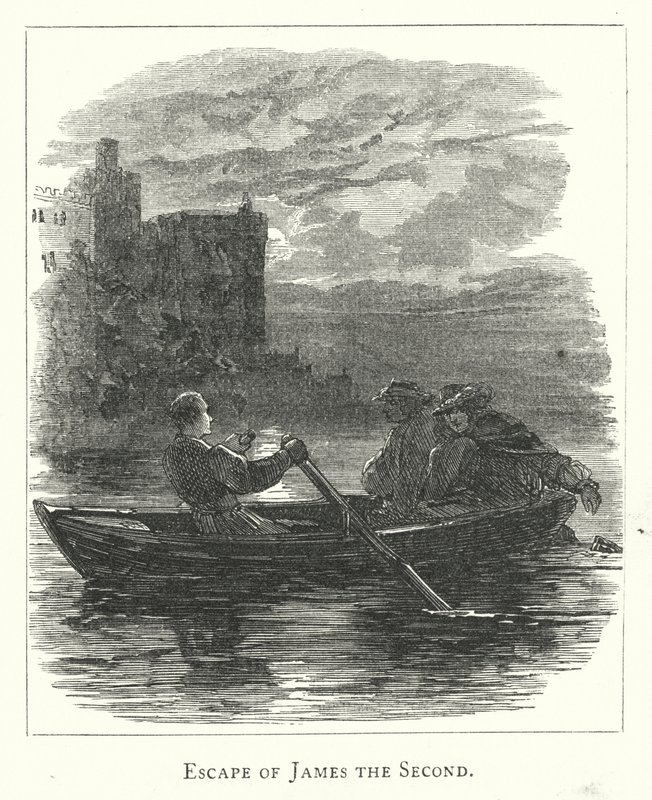 Escape of James the Second (gravering) av English School
