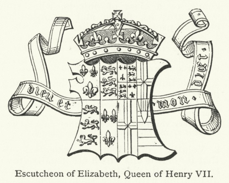 Skjold av Elizabeth, dronning av Henrik VII (gravering) av English School