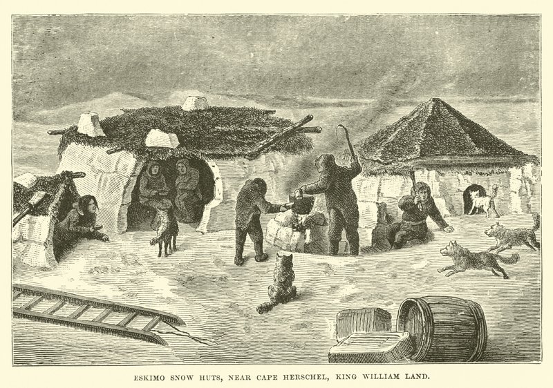 Eskimo snøhytter, nær Cape Herschel, King William Land av English School